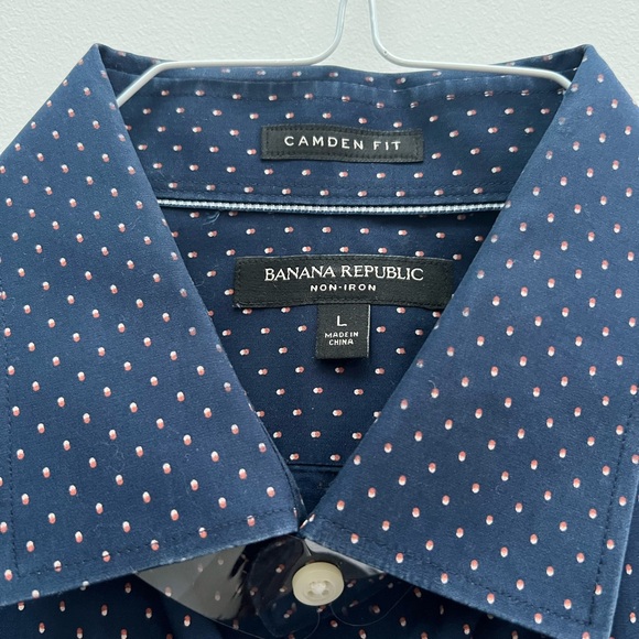 Banana Republic Camden sz large blue button down w/ small dots. Great condition! - Picture 5 of 8